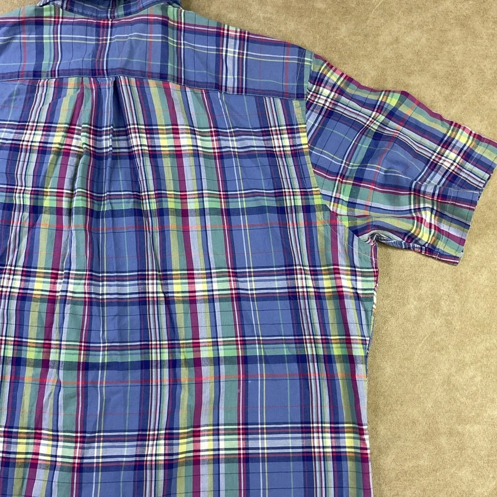 Polo Ralph Lauren Plaid Shirt Mens L Short Sleeve Button Down Classic Vintage